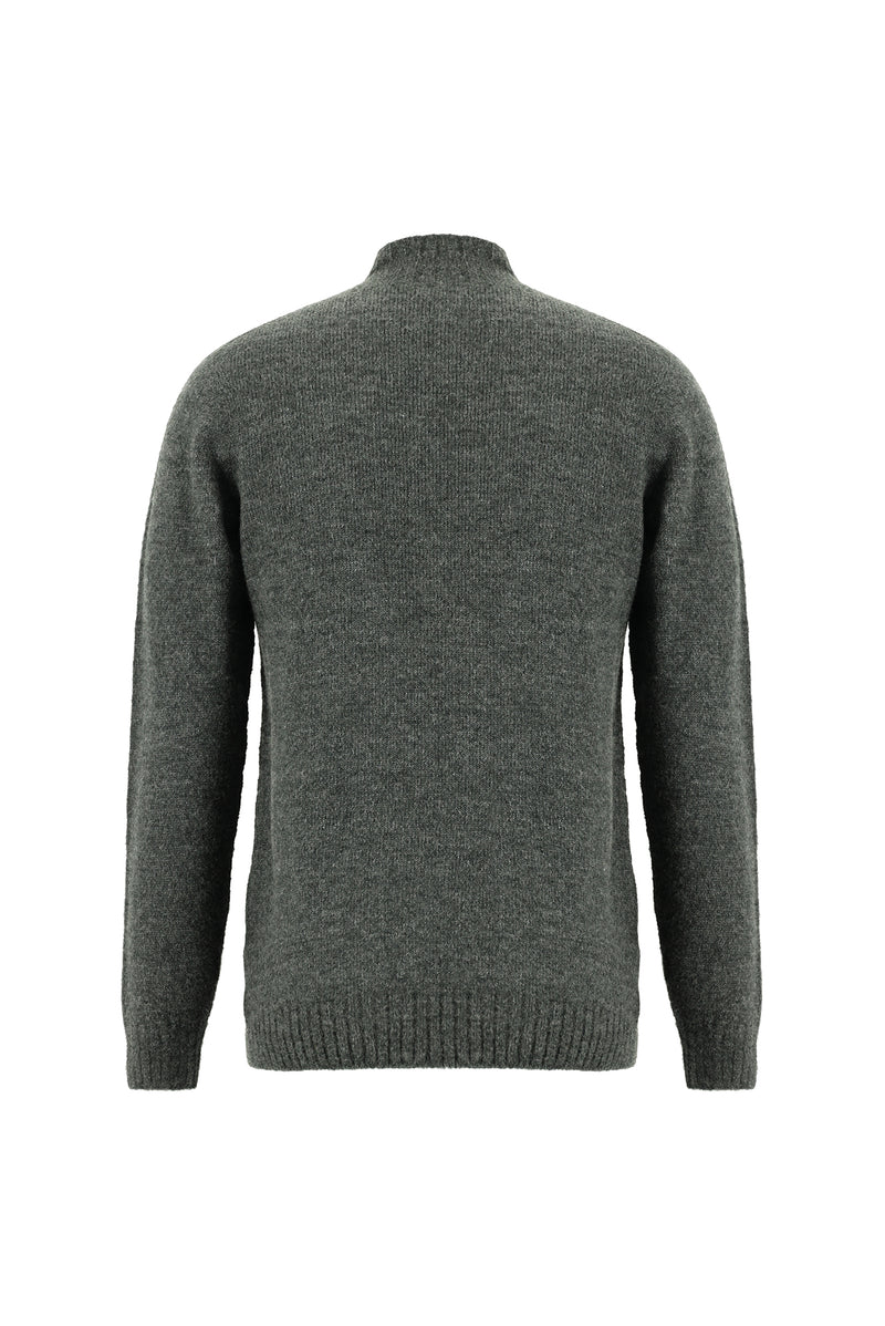 Koyu Füme Yarım Balıkçı Yaka Slim Fit Dar Kesim Dikişsiz Yünlü Triko Kazak