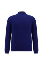 Saks Mavi Yarım Balıkçı Yaka Slim Fit Dar Kesim Dikişsiz Yünlü Triko Kazak