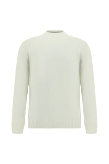 Ekru Yarım Balıkçı Yaka Slim Fit Dar Kesim Dikişsiz Yünlü Triko Kazak