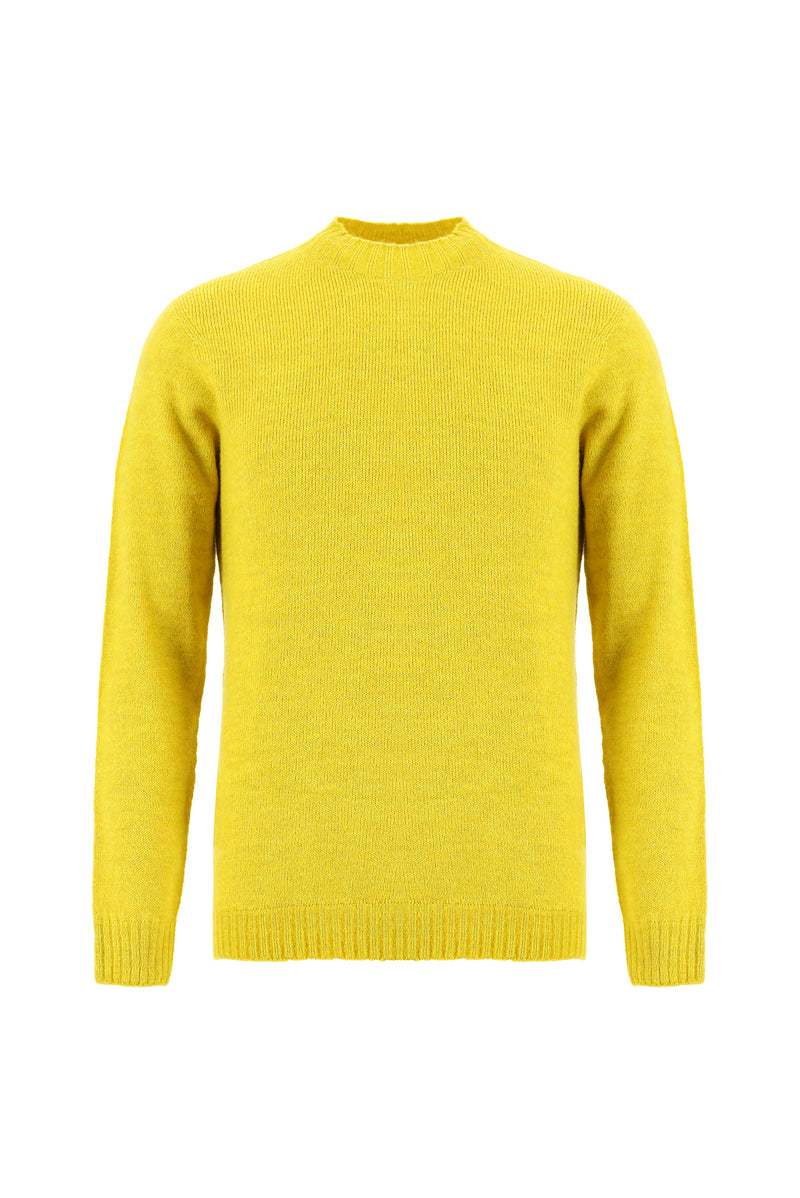 Hardal Yarım Balıkçı Yaka Slim Fit Dar Kesim Dikişsiz Yünlü Triko Kazak