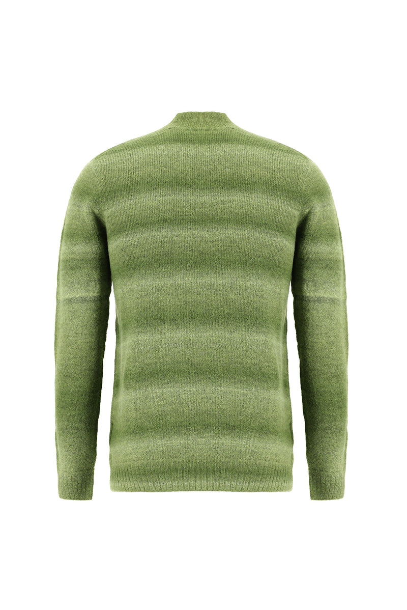 Orman Yeşili Yarım Balıkçı Yaka Slim Fit Dar Kesim Dikişsiz Yünlü Triko Kazak