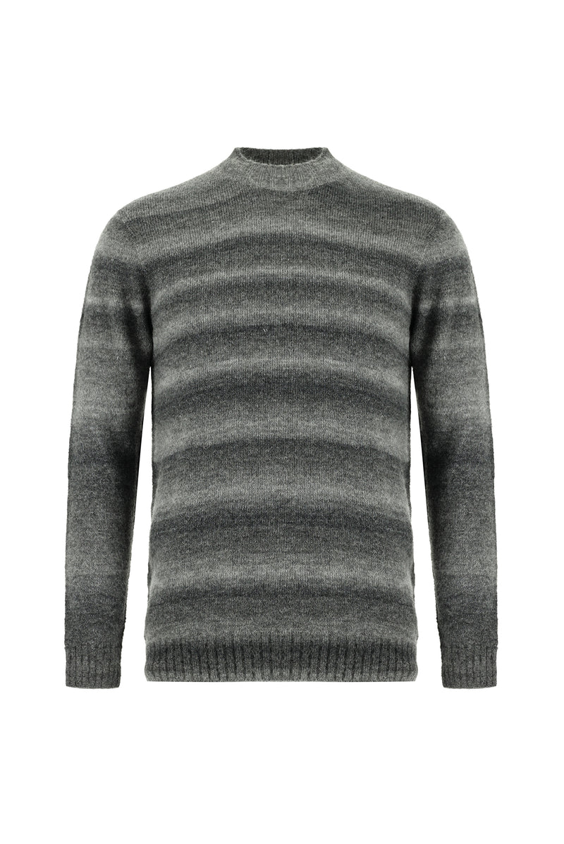 Koyu Antrasit Yarım Balıkçı Yaka Slim Fit Dar Kesim Dikişsiz Yünlü Triko Kazak