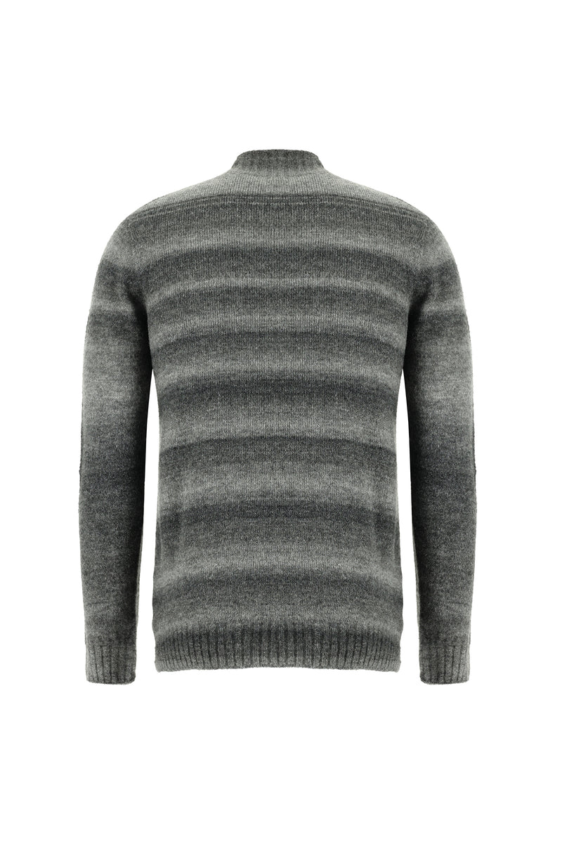 Koyu Antrasit Yarım Balıkçı Yaka Slim Fit Dar Kesim Dikişsiz Yünlü Triko Kazak