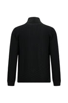 Siyah Yarım Balıkçı Yaka Regular Fit Desenli Fermuarlı Kaşmirli Triko Kazak