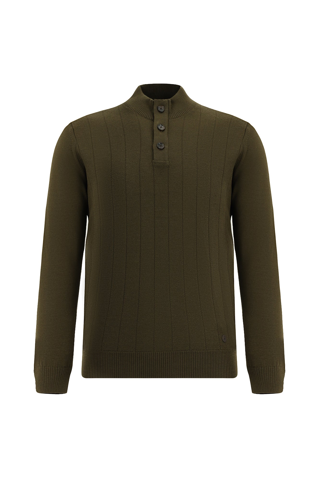 Koyu Vizon Yarım Balıkçı Yaka Slim Fit Dar Kesim Desenli Triko Kazak