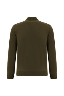 Koyu Vizon Yarım Balıkçı Yaka Slim Fit Dar Kesim Desenli Triko Kazak