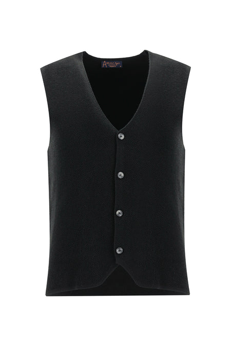 Siyah Pamuklu Triko Yelek