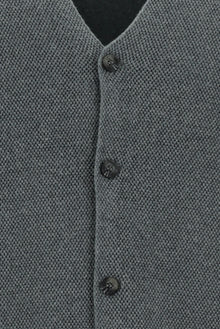 Orta Gri Melanj Pamuklu Triko Yelek