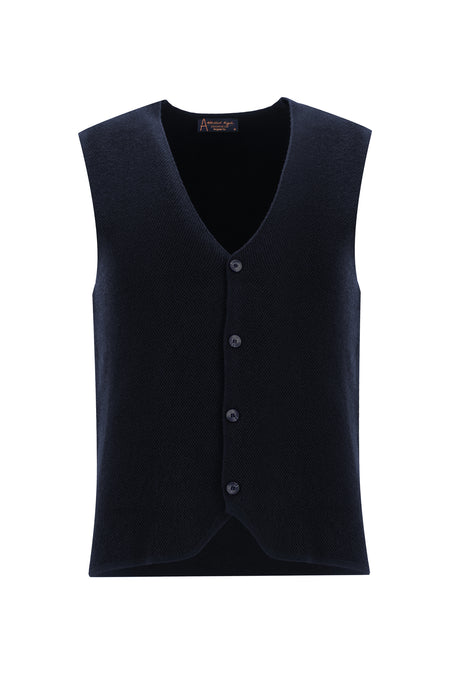 Koyu Lacivert Pamuklu Triko Yelek