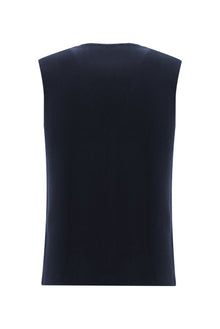 Koyu Lacivert Pamuklu Triko Yelek