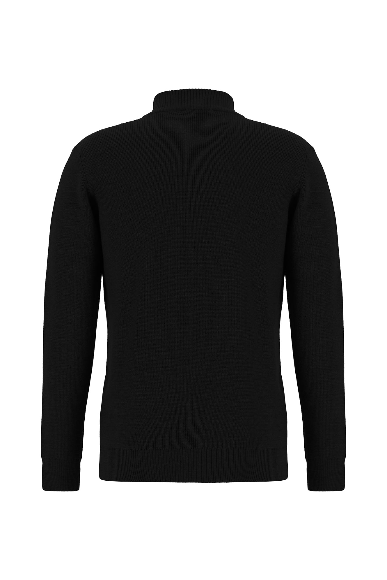 Siyah Yünlü Fermuarlı Triko Hırka