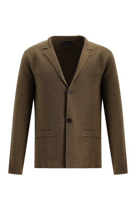 Orta Kahve Melanj Pamuk Triko Hırka