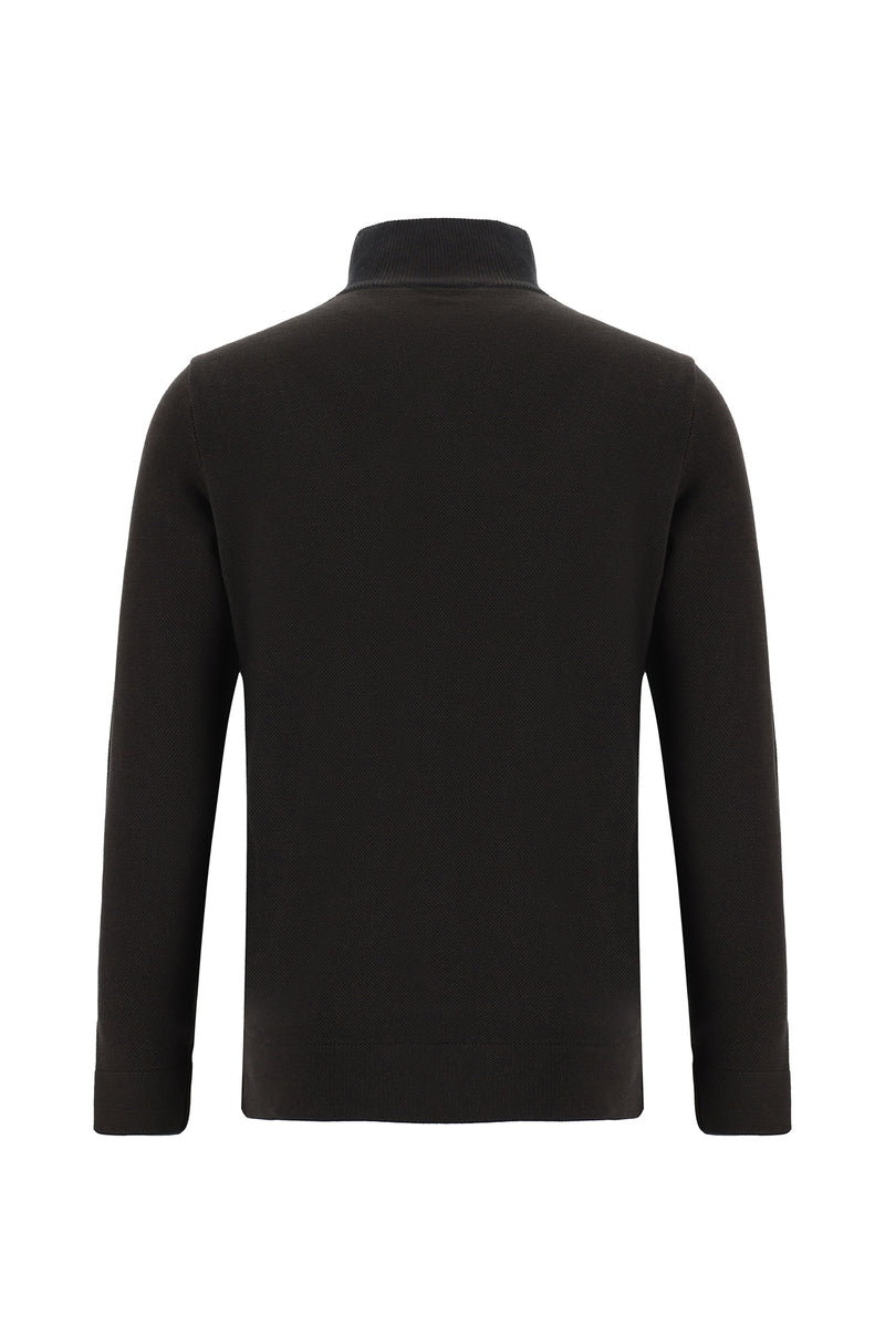 Koyu Lacivert Pamuklu Fermuarlı Triko Hırka