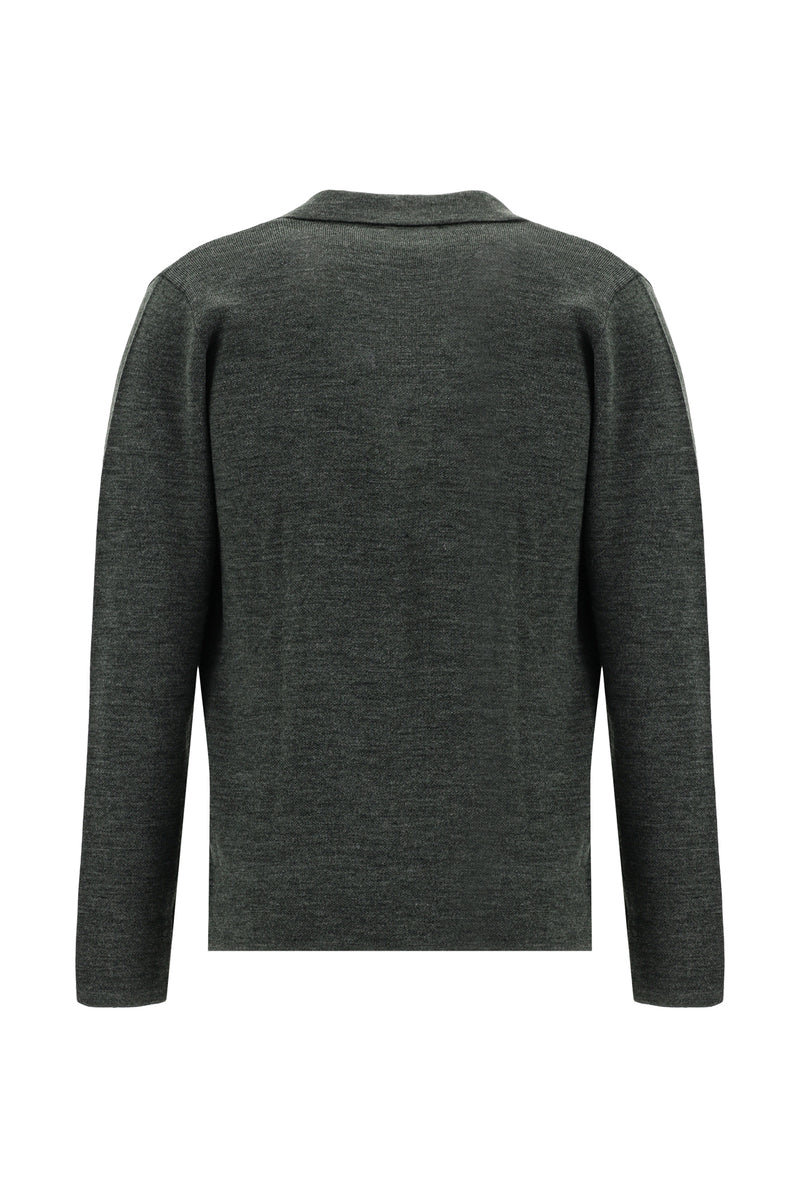 Koyu Antrasit Melanj Yünlü Triko Hırka