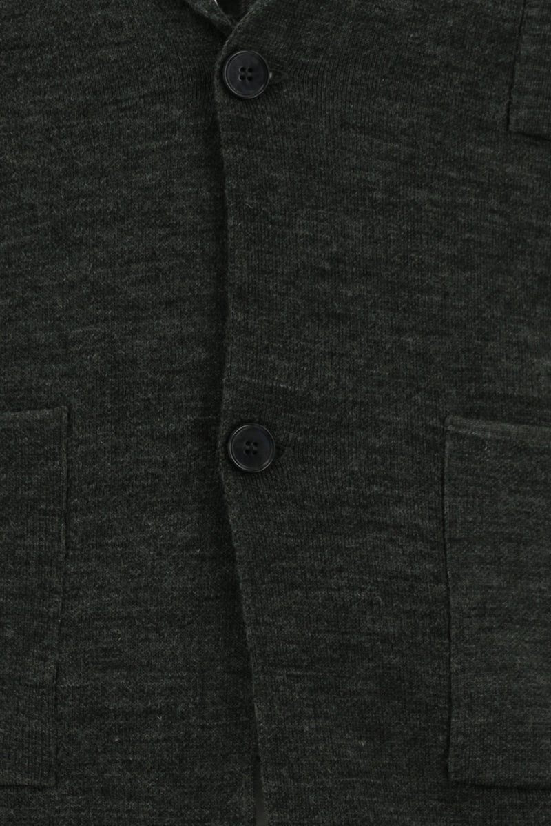 Koyu Antrasit Melanj Yünlü Triko Hırka