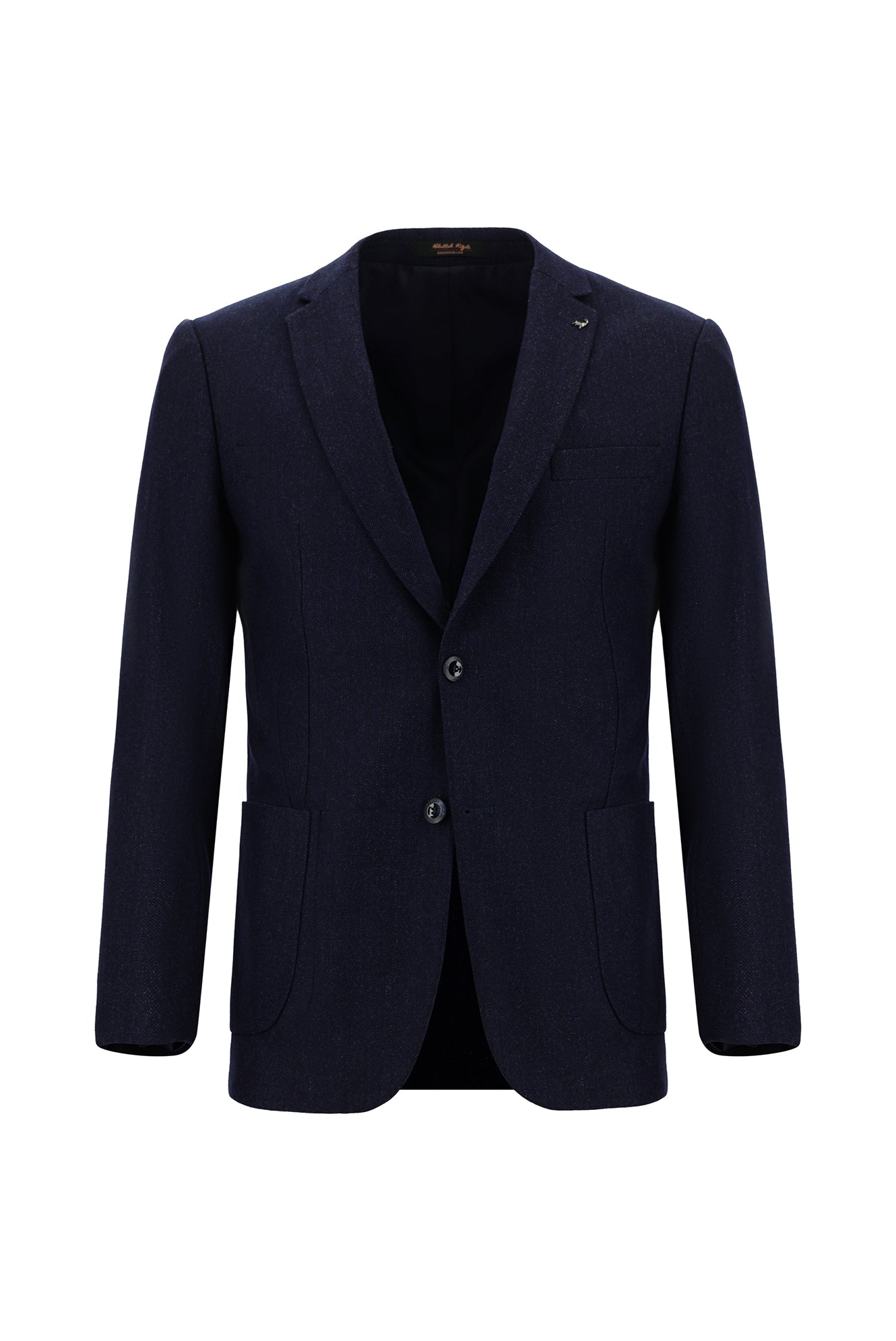 Koyu Lacivert Super Slim Fit Ekstra Dar Kesim Yünlü Desenli Spor Ceket