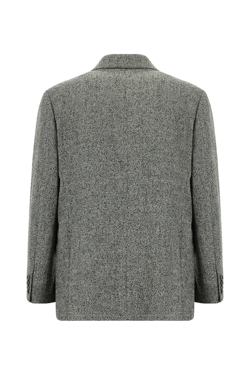 Orta Gri Relaxed Fit Rahat Kesim İtalyan Yünlü Ceket