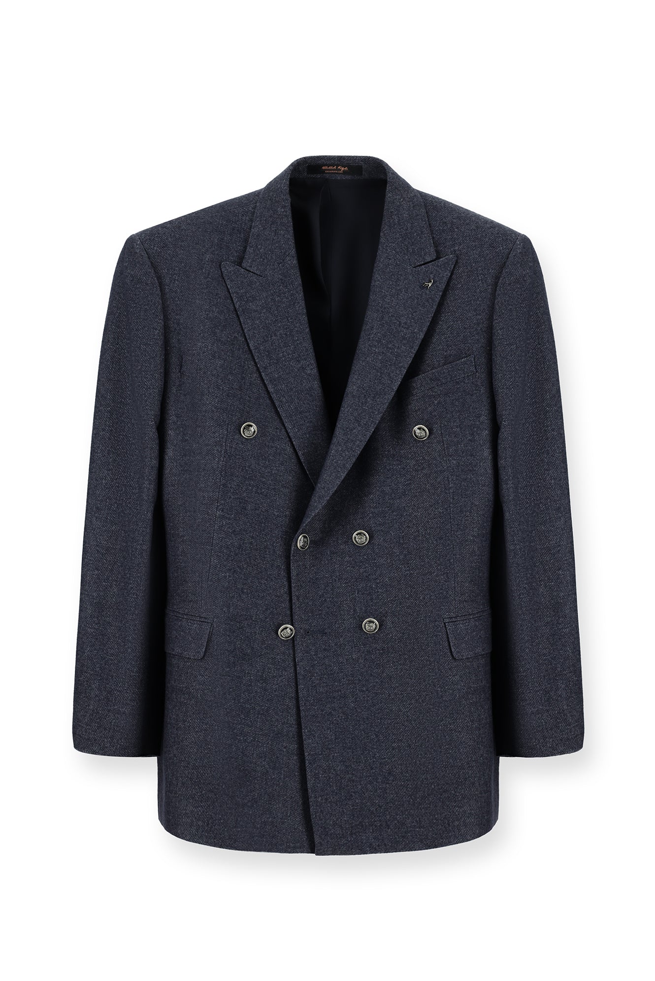 Koyu Lacivert 7 Drop Slim Fit Dar Kesim Yünlü Düz ?talyan Kruvaze Ceket-Abdullah Ki??l?