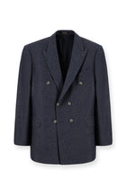 Koyu Lacivert 7 Drop Slim Fit Dar Kesim Yünlü Düz ?talyan Kruvaze Ceket-Abdullah Ki??l?
