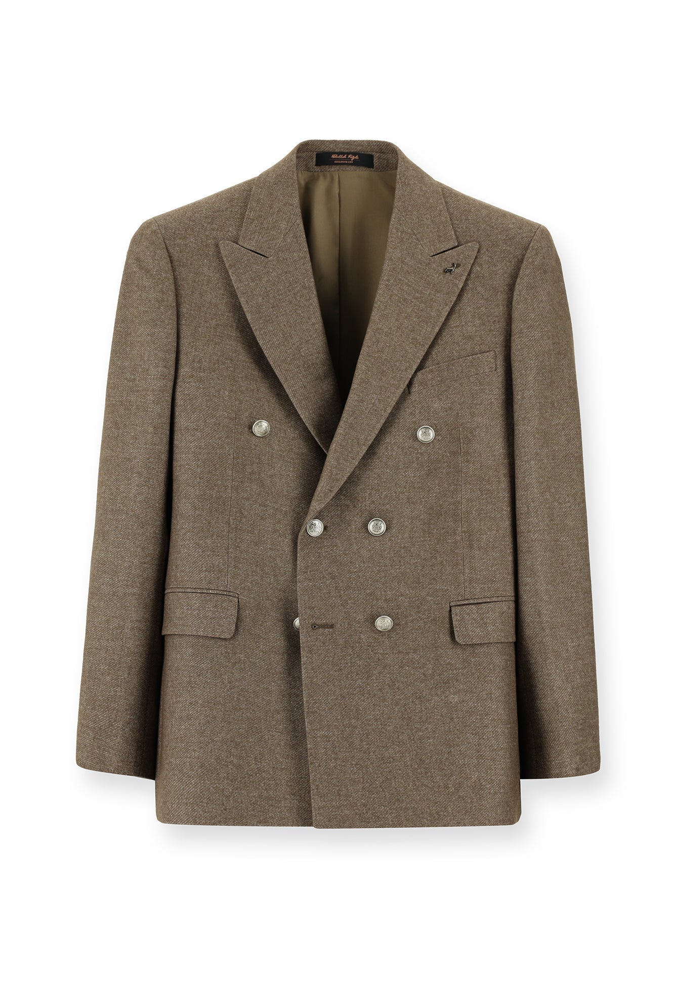 Aç?k Kahve  7 Drop Slim Fit Dar Kesim Yünlü Düz ?talyan Kruvaze Ceket-Abdullah Ki??l?