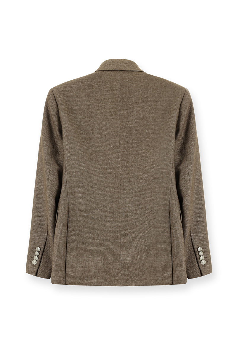 Açık Kahve  7 Drop Slim Fit Dar Kesim Yünlü Düz İtalyan Kruvaze Ceket