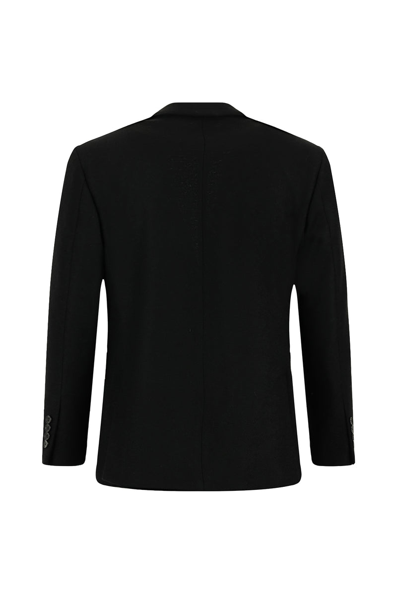 Siyah 4 Drop Relaxed Fit Rahat Kesim Spor Yünlü İtalyan Ceket