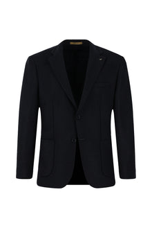 Koyu Lacivert Slim Fit Dar Kesim Spor Yünlü İtalyan Ceket