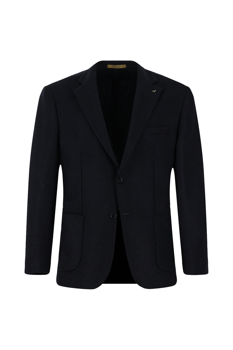 Koyu Lacivert Super Slim Fit Ekstra Dar Kesim Spor Yünlü İtalyan Ceket