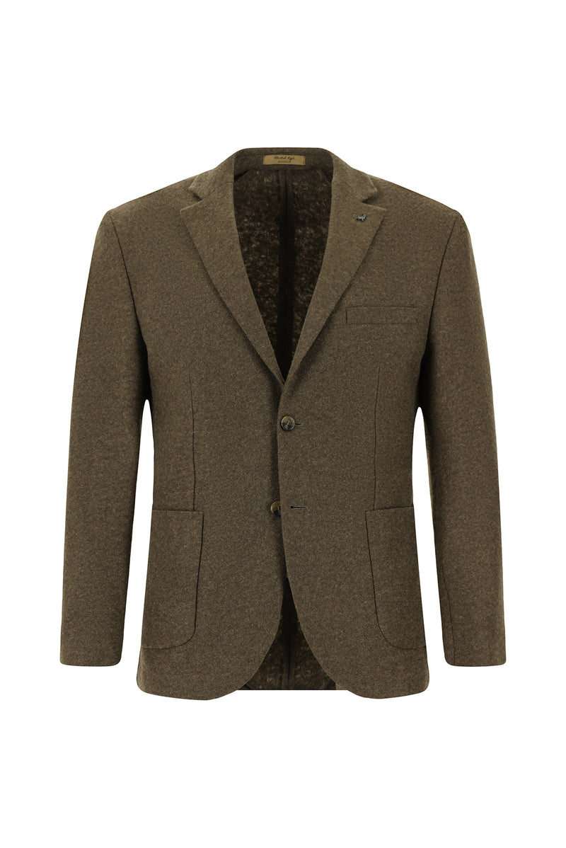Orta Kahve 7 Drop Super Slim Fit Eksra Dar Kesim Spor Yünlü ?talyan Ceket-Abdullah Ki??l?