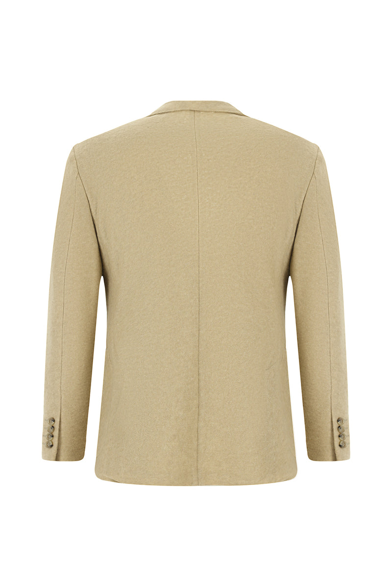 Açık Bej Regular Fit Spor Yünlü İtalyan Ceket