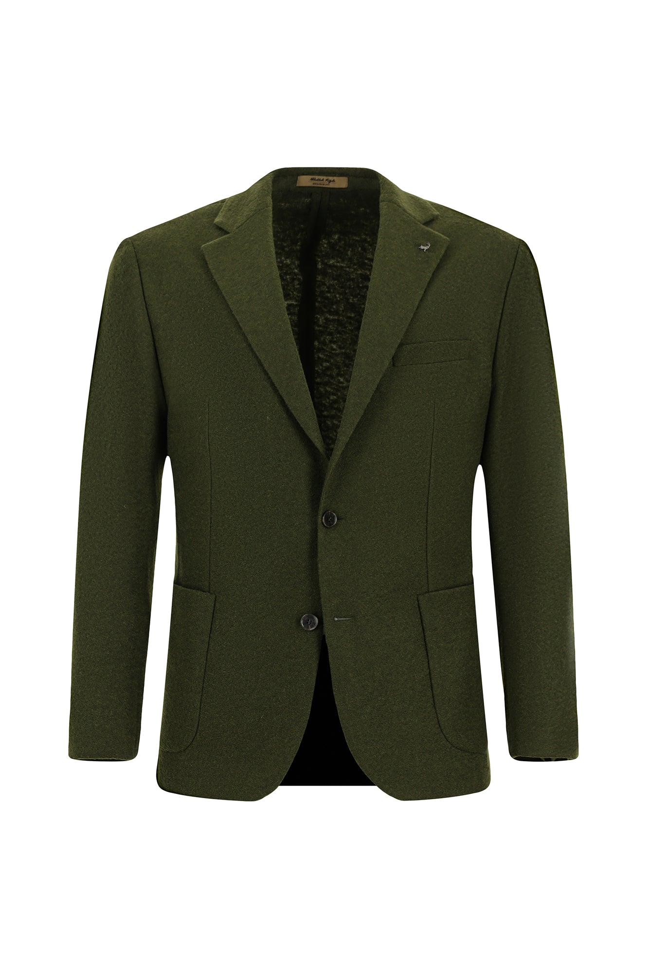 Orta Haki Slim Fit Dar Kesim Spor Yünlü İtalyan Ceket
