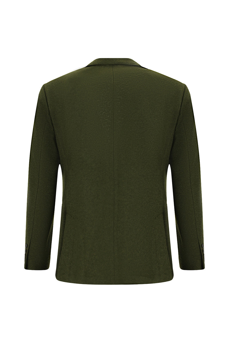 Orta Haki Regular Fit Spor Yünlü İtalyan Ceket