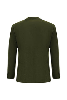 Orta Haki Slim Fit Dar Kesim Spor Yünlü İtalyan Ceket