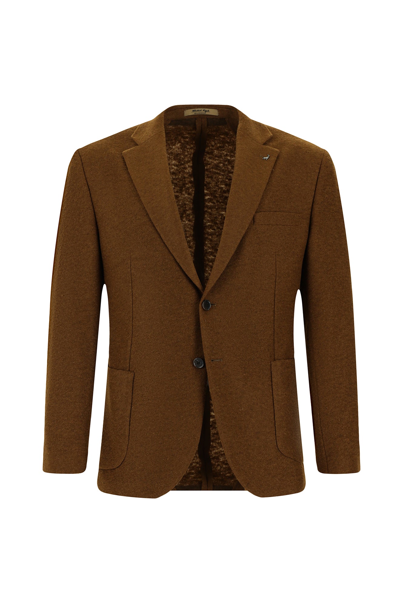 Kiremit 8 Drop Muscle Fit Uzun Atletik Kesim Spor Yünlü İtalyan Ceket