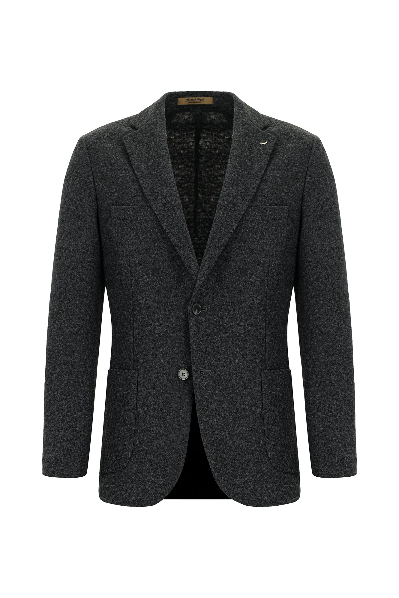 Orta Antrasit Slim Fit Dar Kesim Spor Yünlü İtalyan Ceket