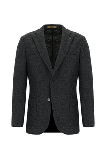 Orta Antrasit Muscle Fit Spor Yünlü İtalyan Ceket