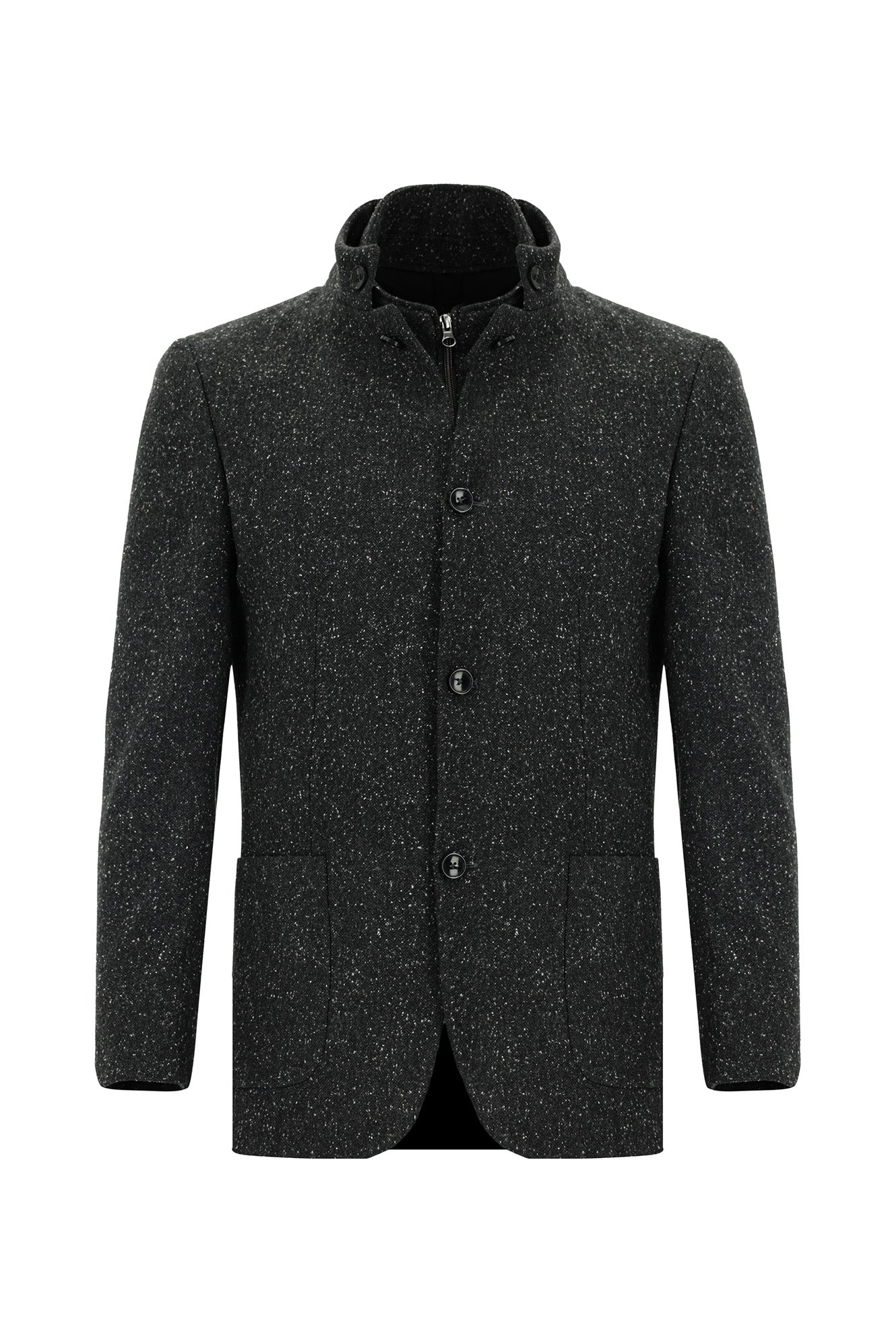 Koyu Antrasit Slim Fit Dar Kesim Spor Yünlü İtalyan Ceket