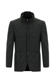 Koyu Antrasit Slim Fit Dar Kesim Spor Yünlü İtalyan Ceket