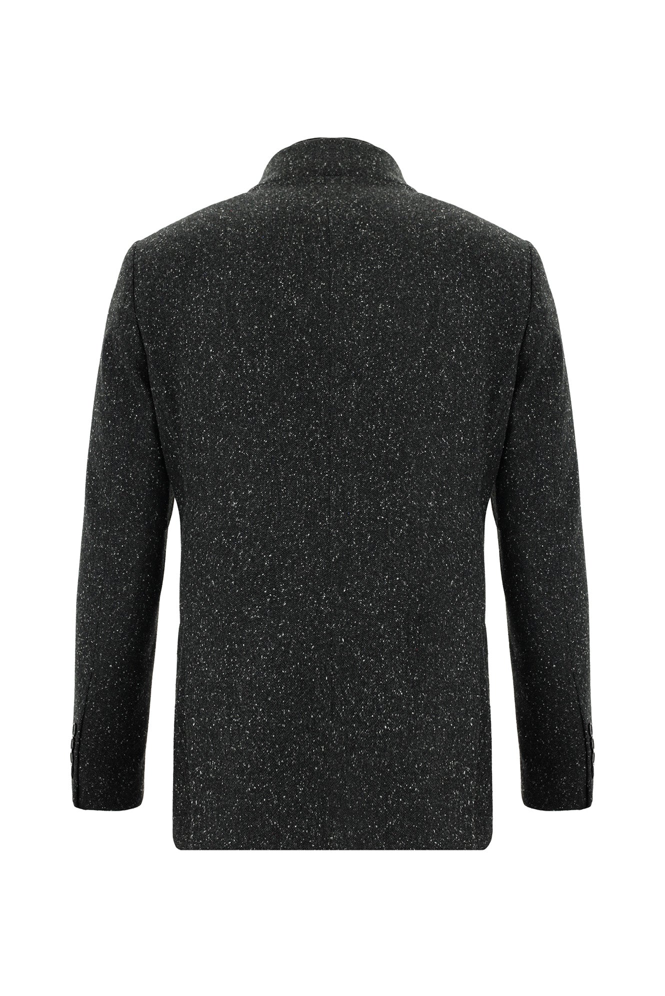 Koyu Antrasit Slim Fit Dar Kesim Spor Yünlü İtalyan Ceket