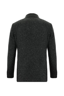 Koyu Antrasit Slim Fit Dar Kesim Spor Yünlü İtalyan Ceket