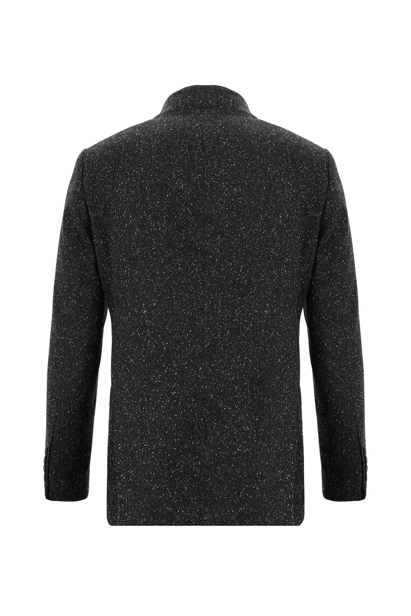 Koyu Antrasit Slim Fit Dar Kesim Spor Yünlü İtalyan Ceket