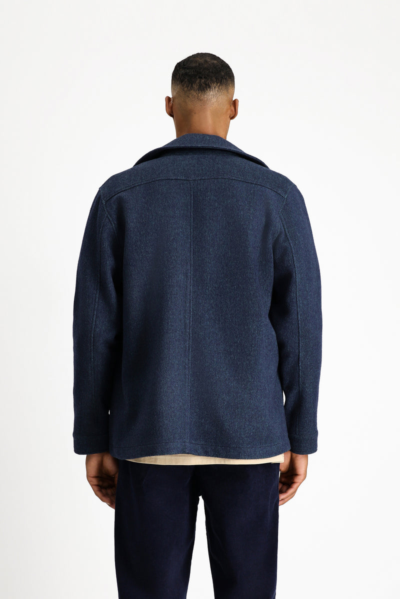 Koyu Lacivert Regular Fit Desenli Spor Yünlü İtalyan Ceket