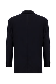 Koyu Lacivert Relaxed Fit Rahat Kesim Yünlü Kruvaze Ceket