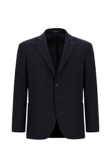 Koyu Lacivert Super Slim Fit Ekstra Dar Kesim Spor Yünlü Ceket