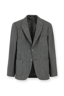 Orta Füme Super Slim Fit Ekstra Dar Kesim Desenli Spor İtalyan Yünlü Ceket