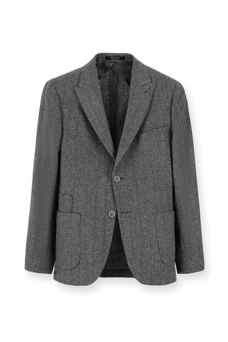 Orta Füme Super Slim Fit Ekstra Dar Kesim Desenli Spor İtalyan Yünlü Ceket