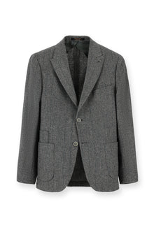 Orta Füme 7 Drop Super Slim Fit Eksra Dar Kesim Desenli Spor ?talyan Yünlü Ceket-Abdullah Ki??l?