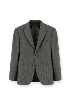 Koyu Antrasit 7 Drop Super Slim Fit Eksra Dar Kesim Desenli Spor ?talyan Yünlü Ceket-Abdullah Ki??l?