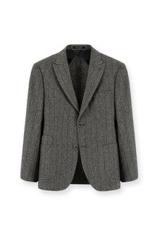 Koyu Antrasit Super Slim Fit Ekstra Dar Kesim Desenli Spor İtalyan Yünlü Ceket