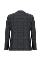Açık Lacivert Slim Fit Dar Kesim İtalyan Ekose Yünlü Ceket